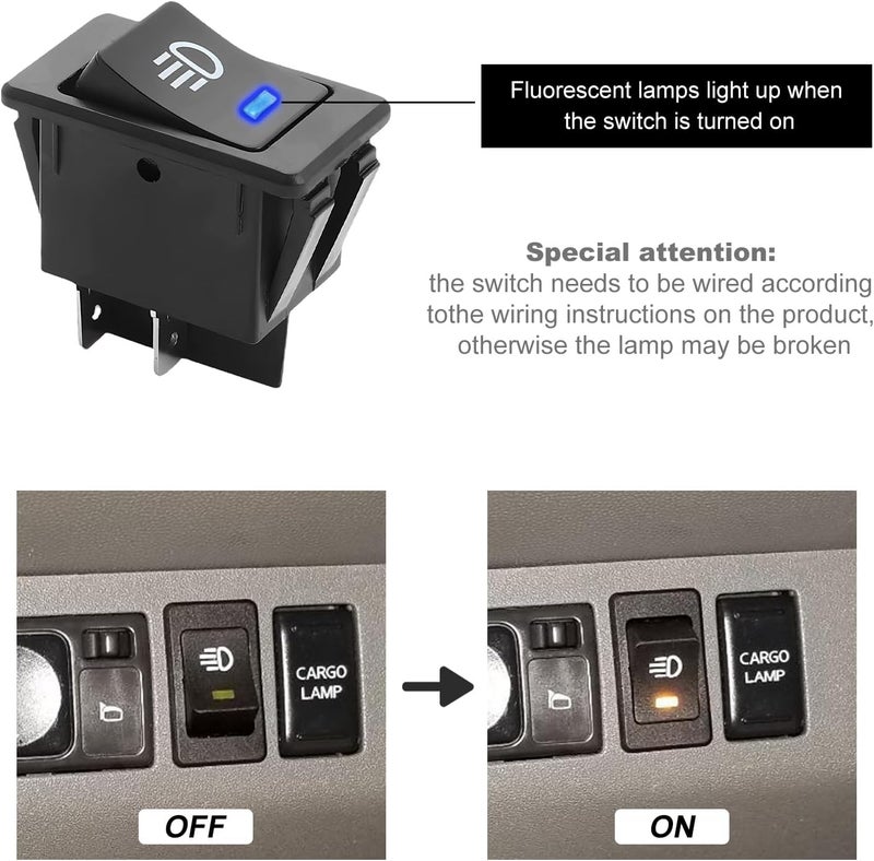 ZNDAW Fog Light Toggle Rocker Switch, 12V 35A 4 Pin SPST ON Off LED Fog Light Rocker Switches, Universal Automotive Rear Front Fog Lamp Toggle Switch for Cars Trucks RVs Boats (Blue) - Image 4